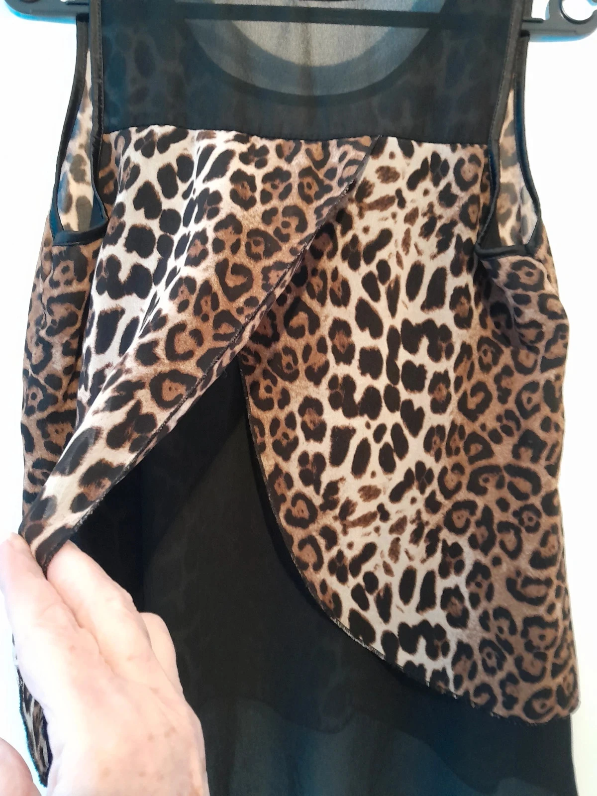 Vestido negro con estampado de leopardo, Talla 40/42 – photo 6